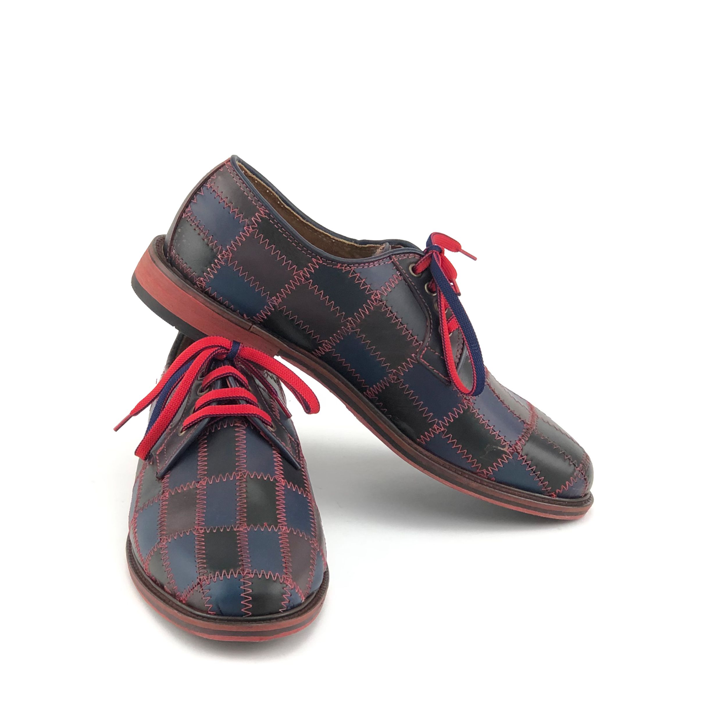 Unique piece – Squares leather men’s shoes (43) – Pratesi Shoes