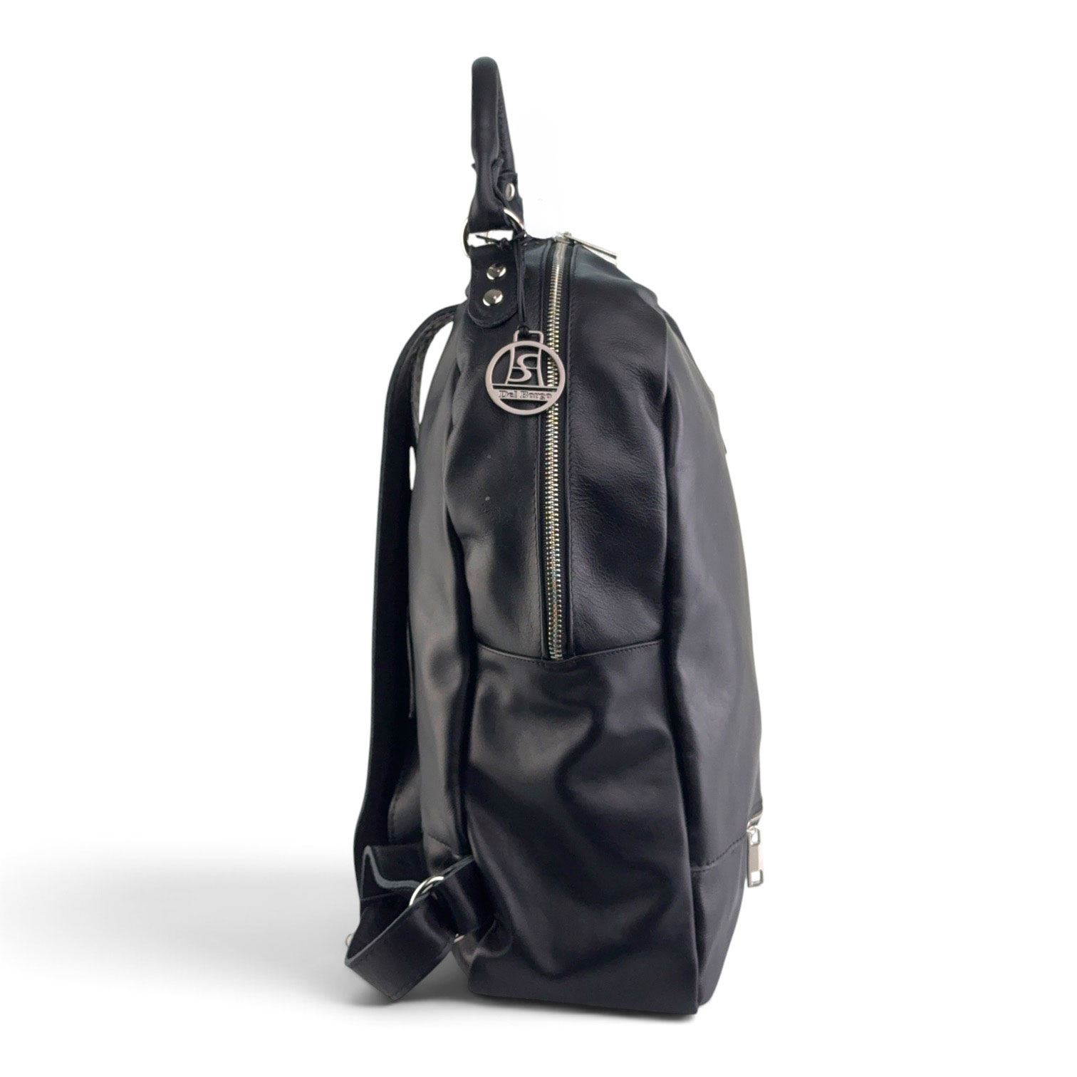 zaino pelle nero con cerniere lato zaino pelle nero con cerniere lato