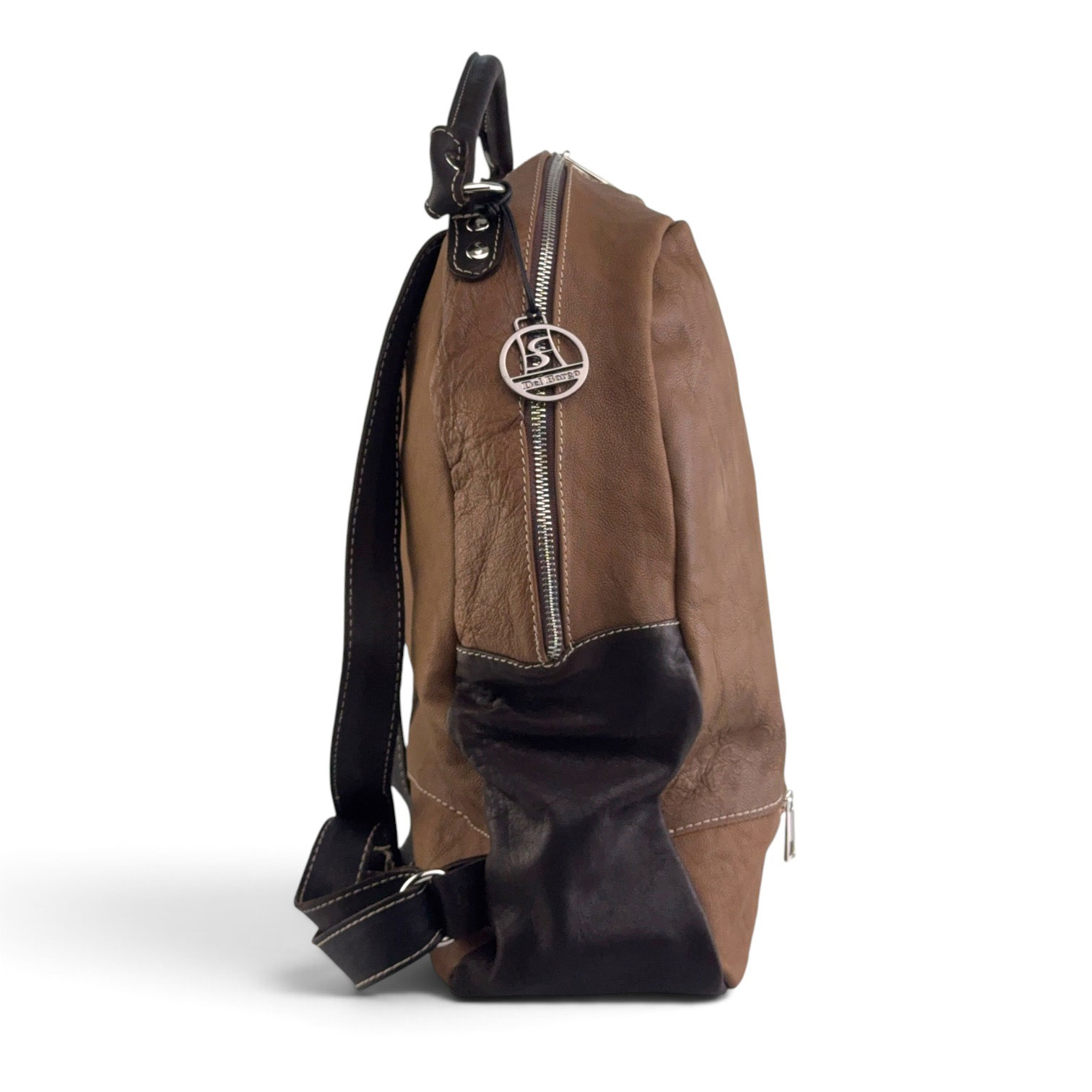 zaino pelle marrone con cerniere lato zaino pelle marrone con cerniere lato