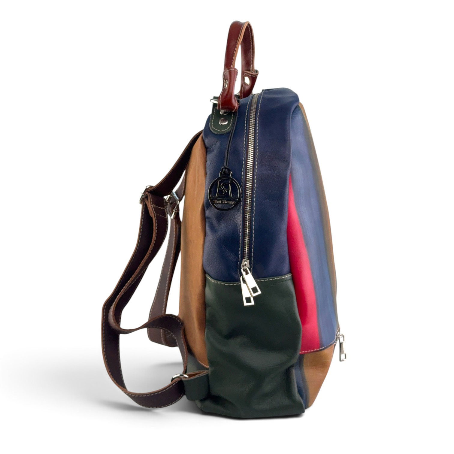 zaino pelle rughe multicolor con cerniere lato zaino pelle rughe multicolor con cerniere lato