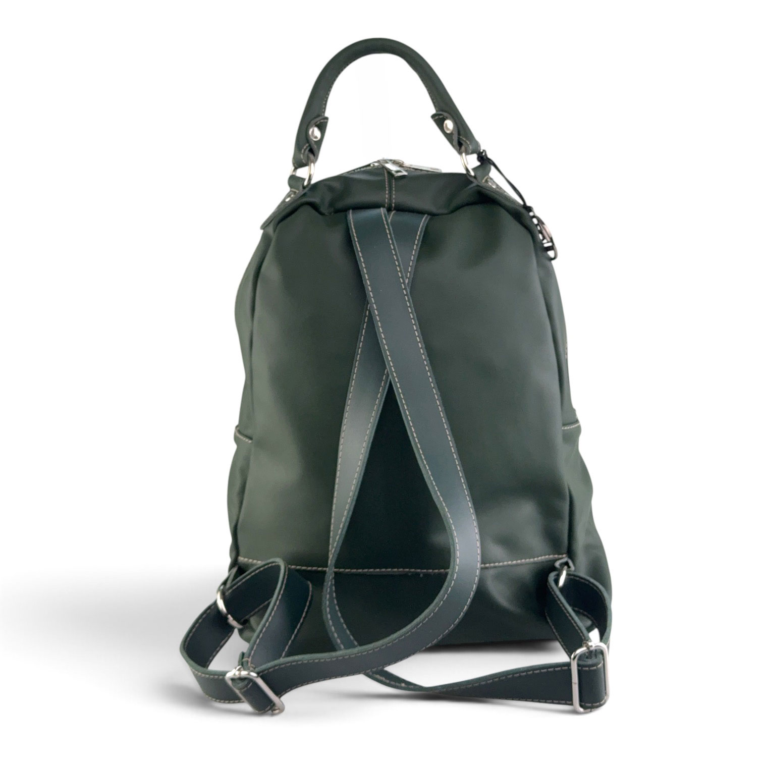 zaino pelle verde con cerniere retro zaino pelle verde con cerniere retro