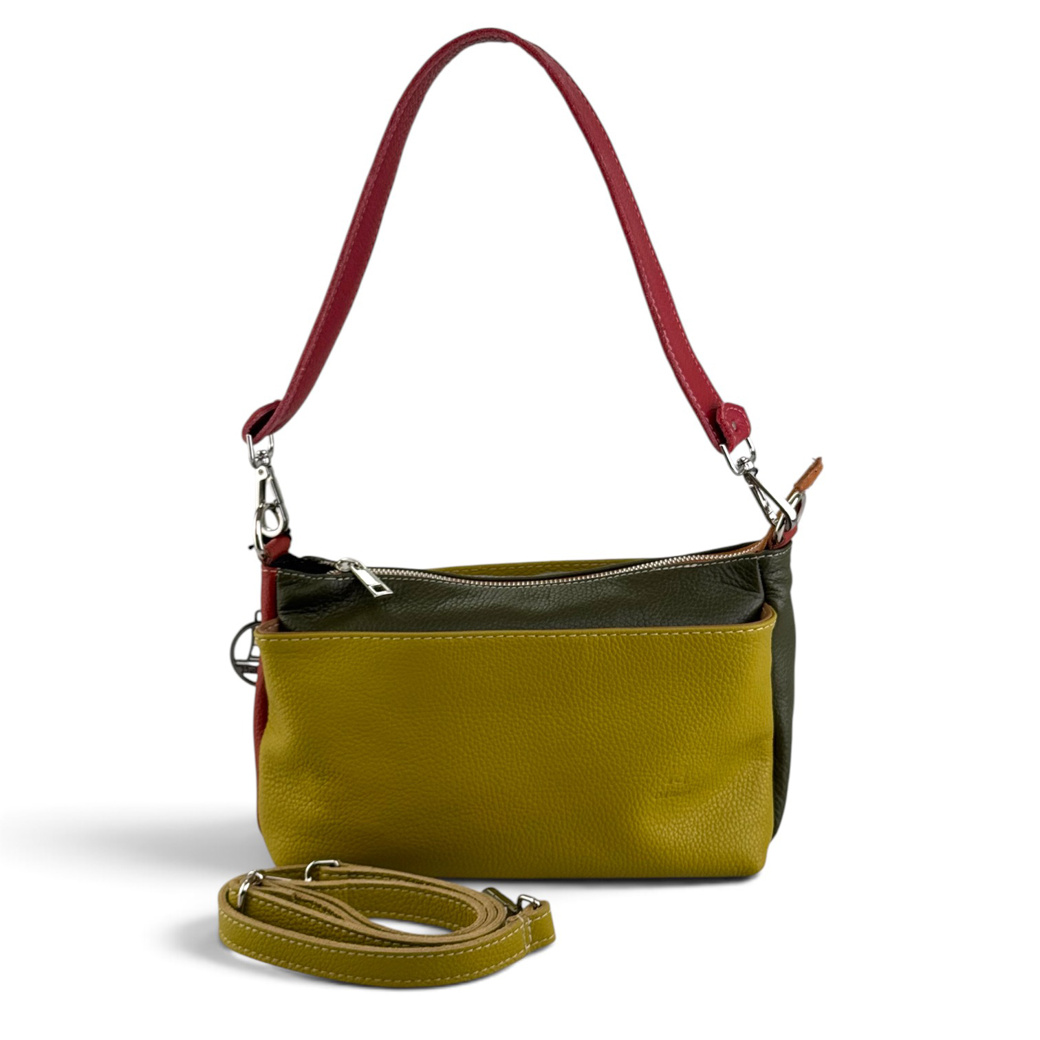 borsa con tracolla in pelle martellata multi giallo lato borsa con tracolla in pelle martellata multi giallo lato